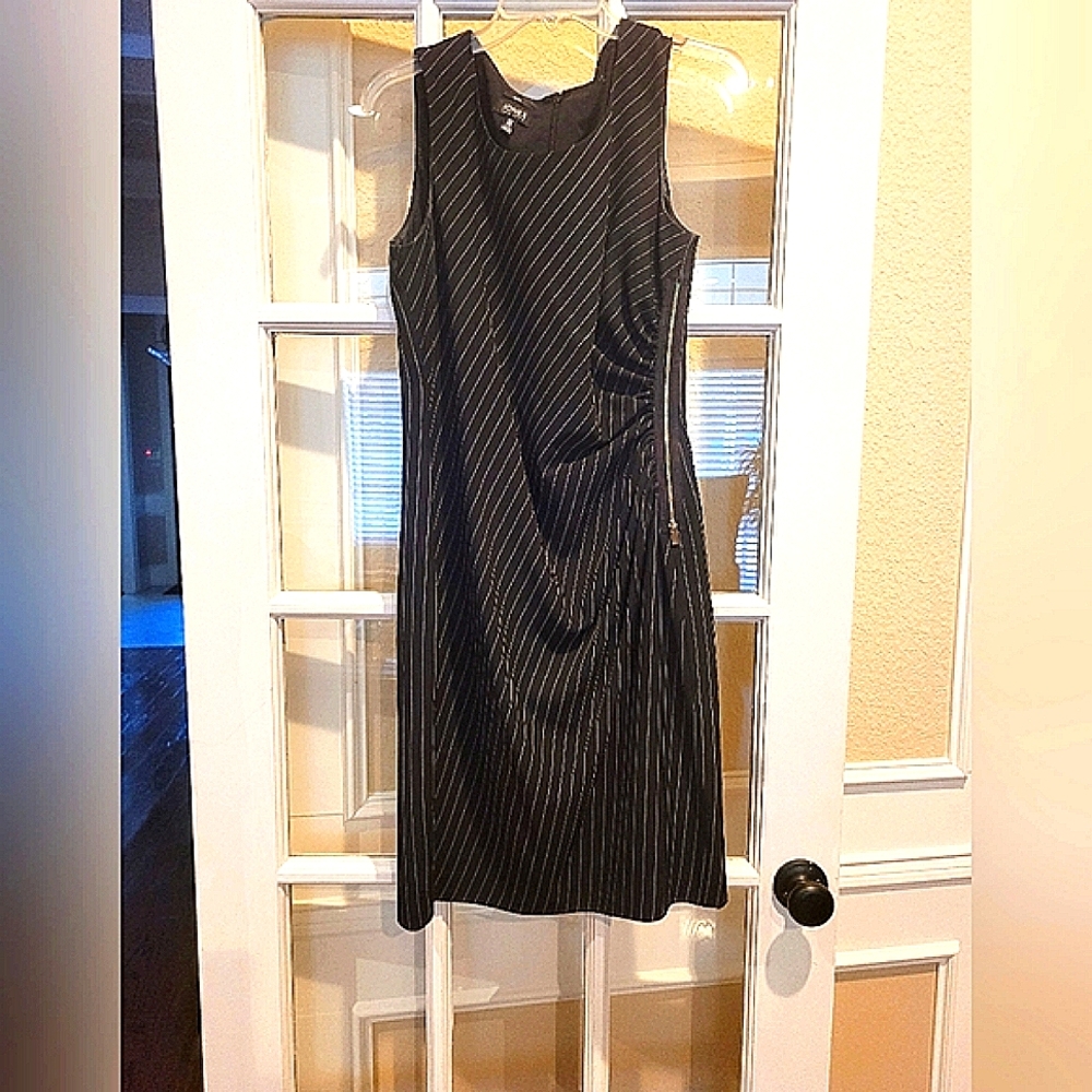 Jones NY perfect work dress - black white diagonal pinstripe dress